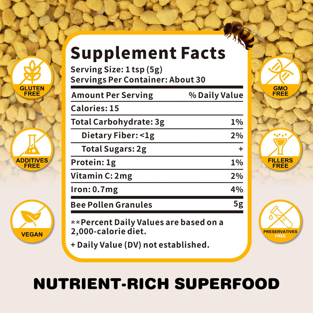 Netrca Bee Pollen packaging on a shelf emphasizing organic, raw quality