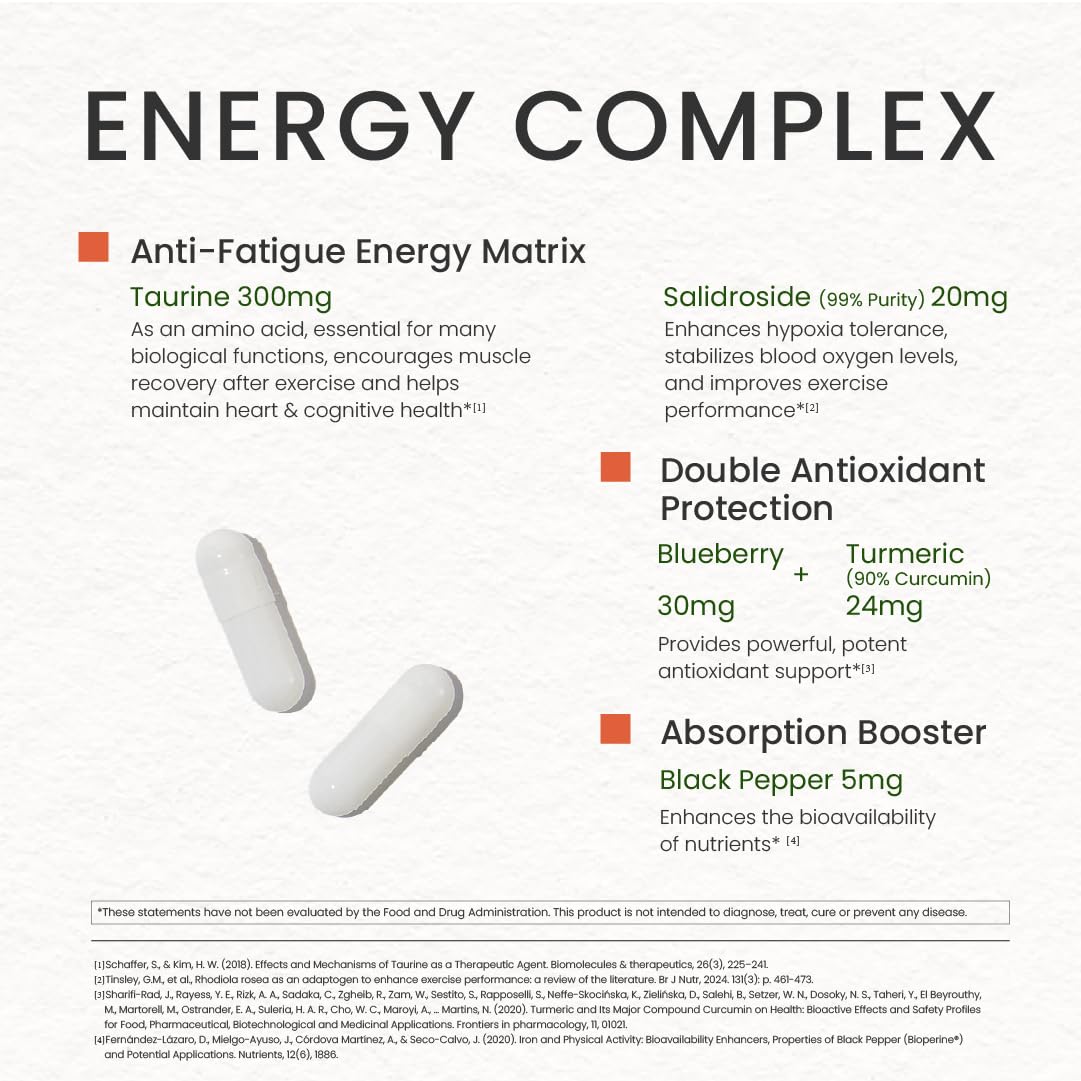 NEUMINA taurine capsule suggests energy production and recovery support.