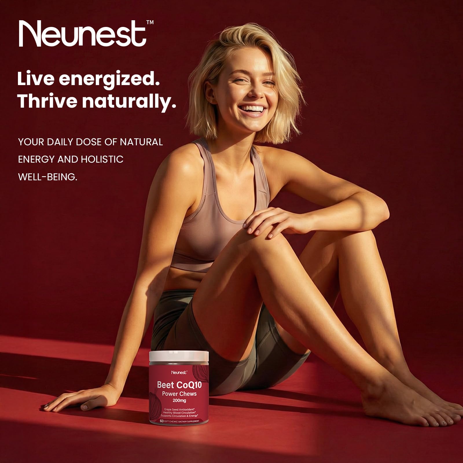 NEUNEST Beet Root CoQ10 Chews serving ideas suggests easy daily use anytime