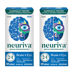 Neuriva brain-eye supplement bottle showing memory and focus support.