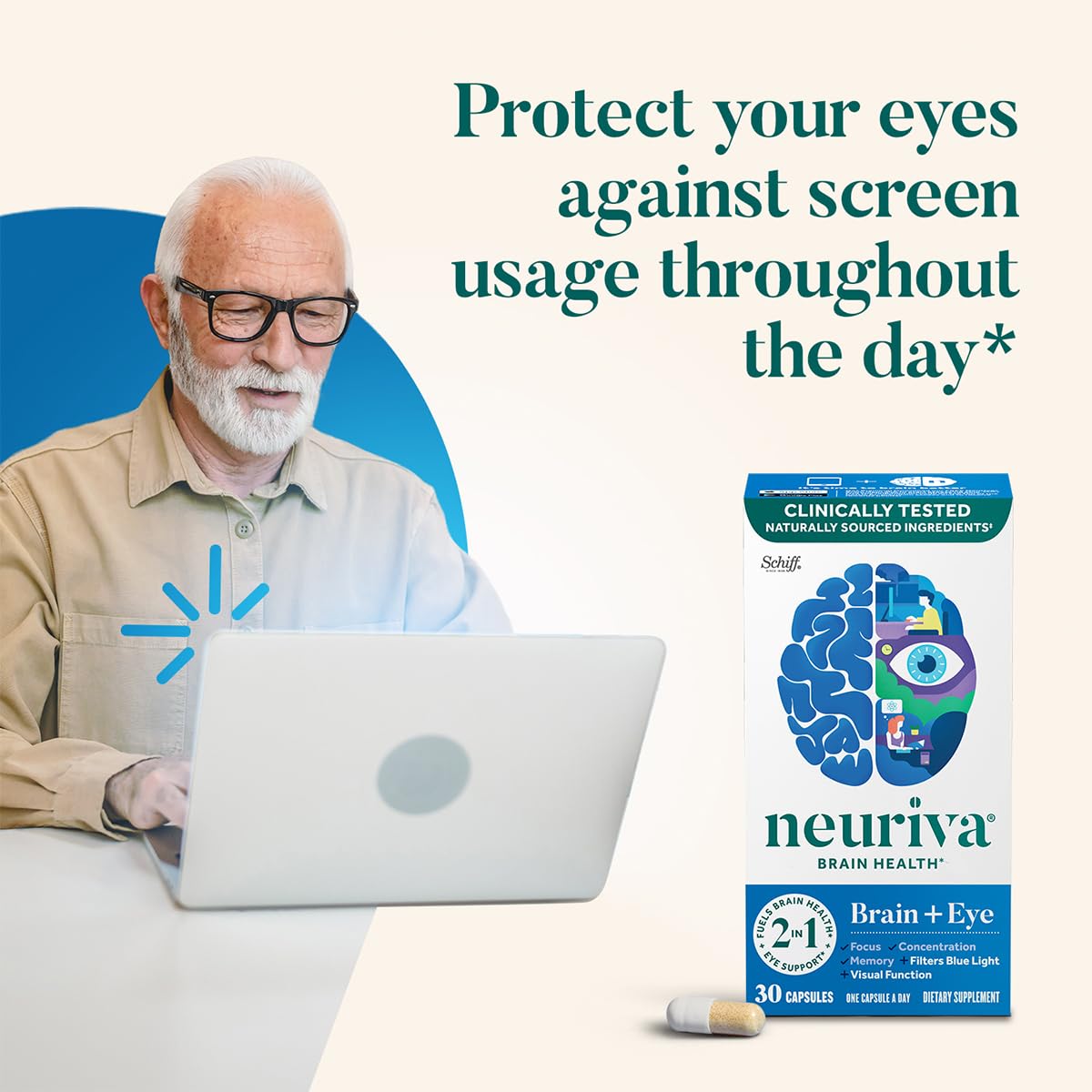 Neuriva daily-use capsules shown for convenient routine supplementation.
