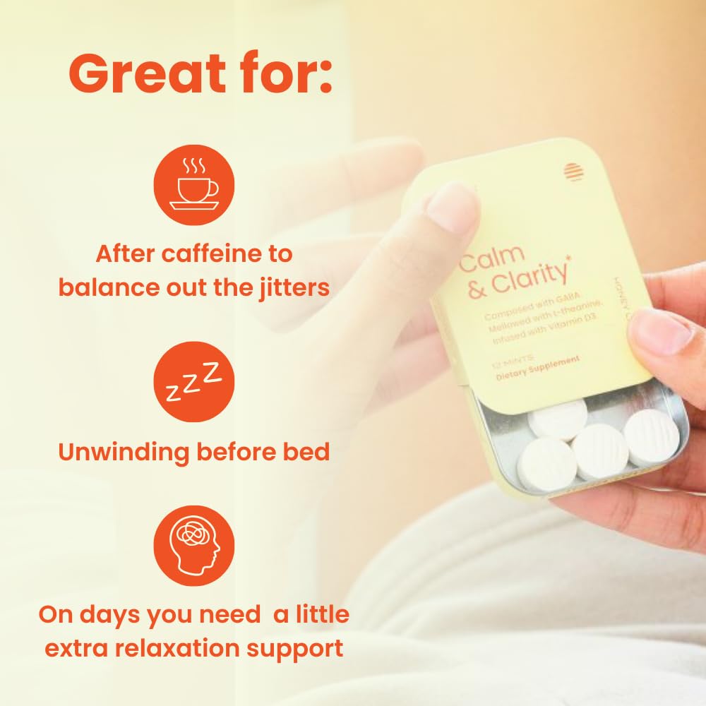 Neuro Calm and Clarity Mints bottle dispense, 72-count daily routine container