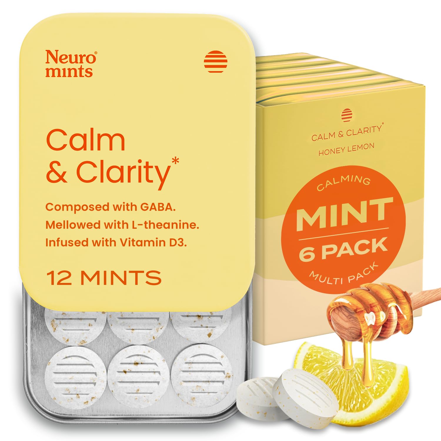 Neuro Calm and Clarity Mints bottle front, mood-supporting option for focus