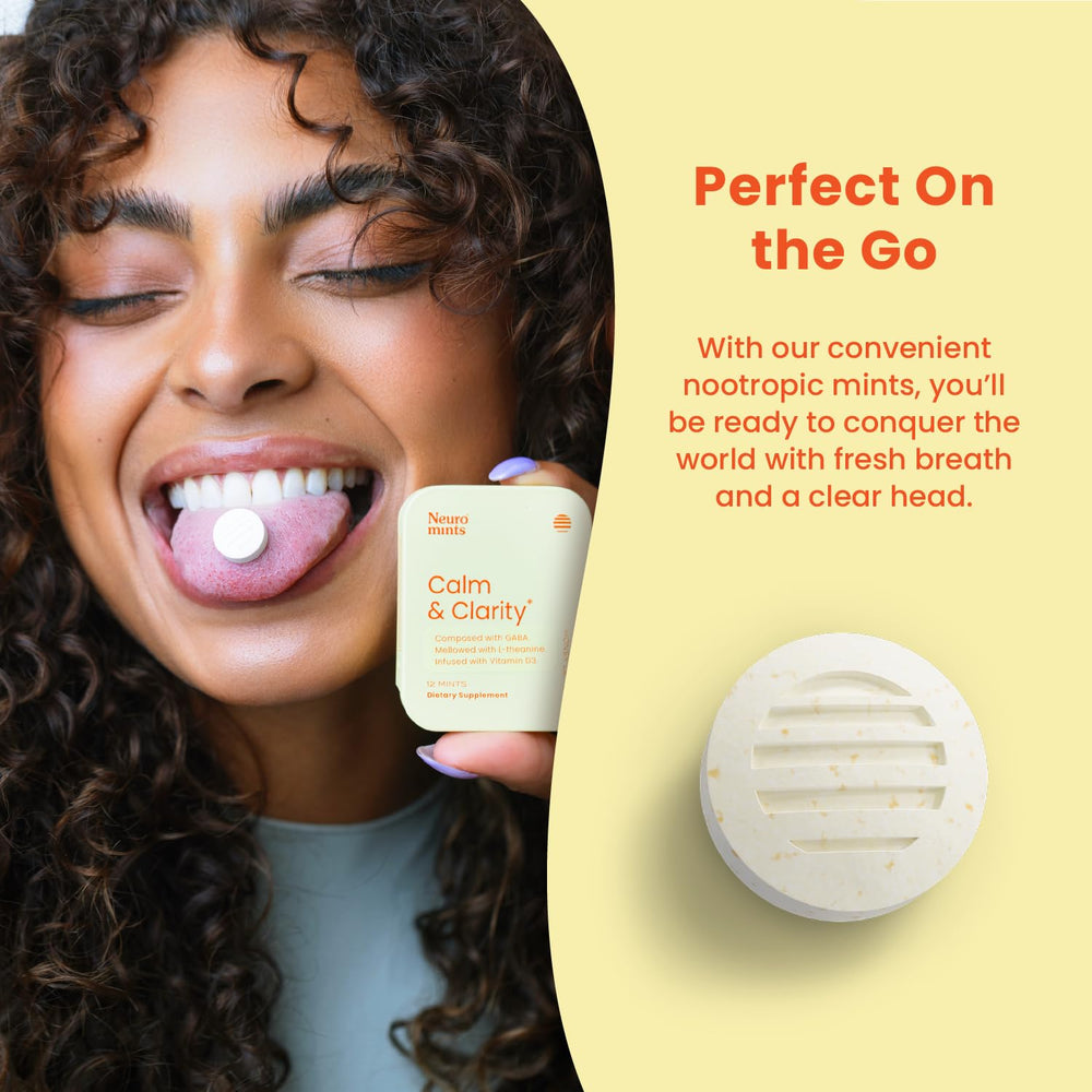 Neuro Calm and Clarity Mints ingredients, features vitamin D3 and GABA L-Theanine
