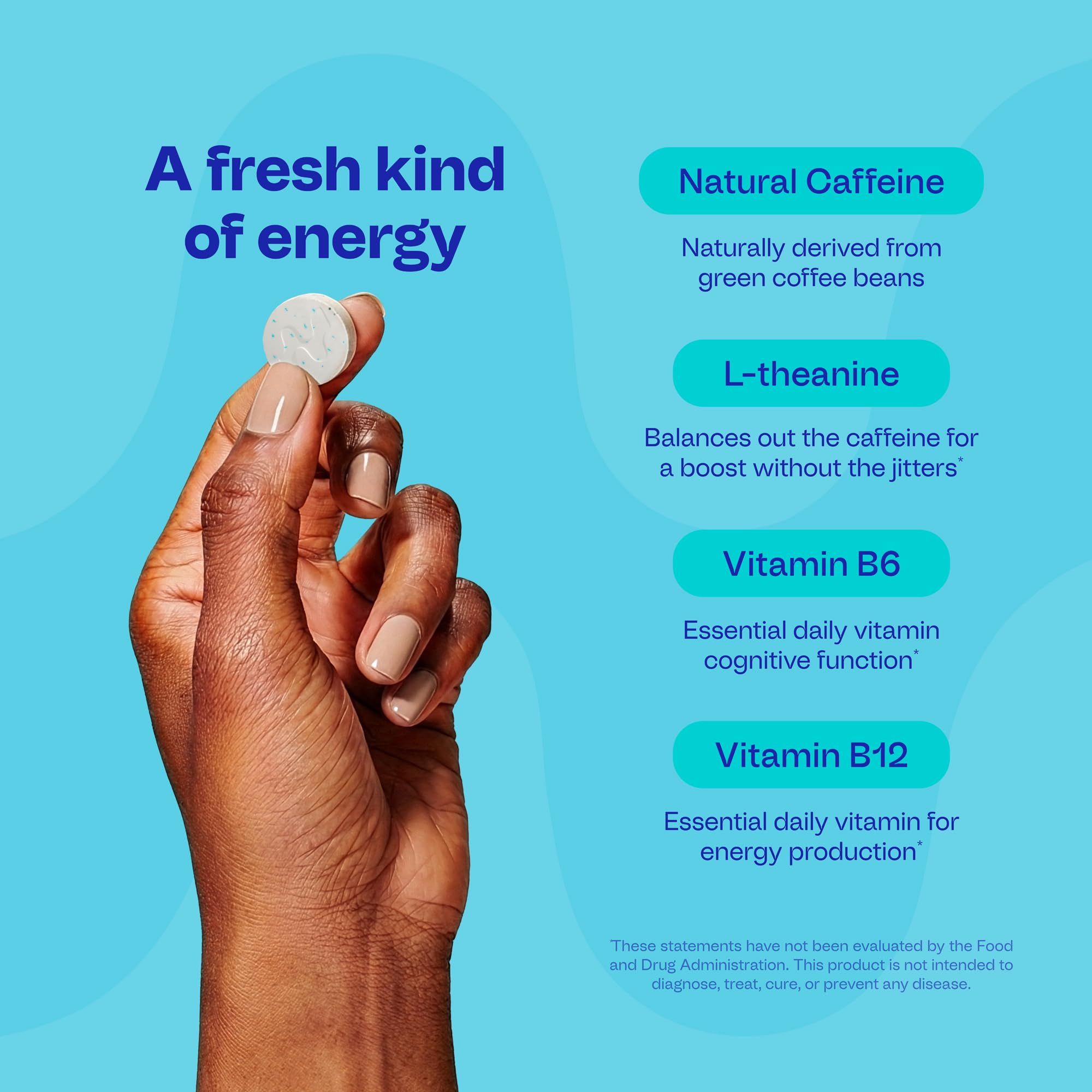 Neuro Energy & Focus Gum L-theanine graphic showcases focus balance