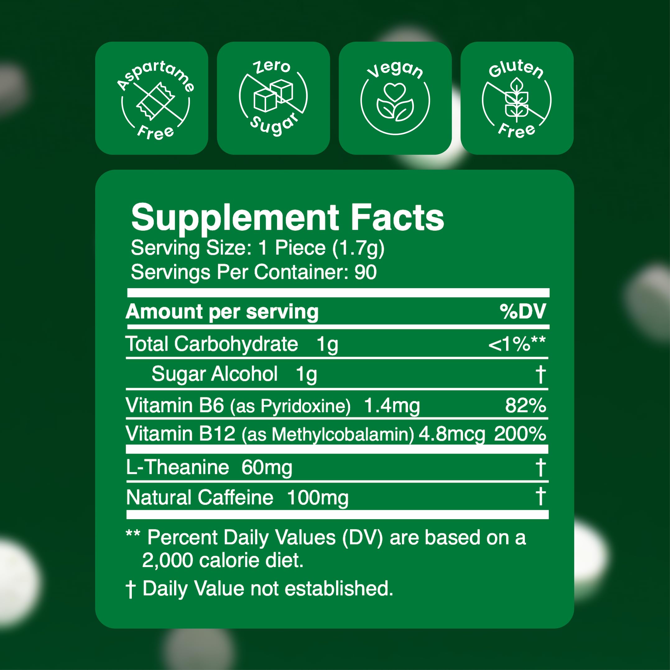 Neuro Energy Focus Gum natural caffeine source delivers clean alertness.