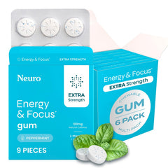 Neuro Energy Focus Gum packaging 54ct showing sugar-free energy for daily tasks.