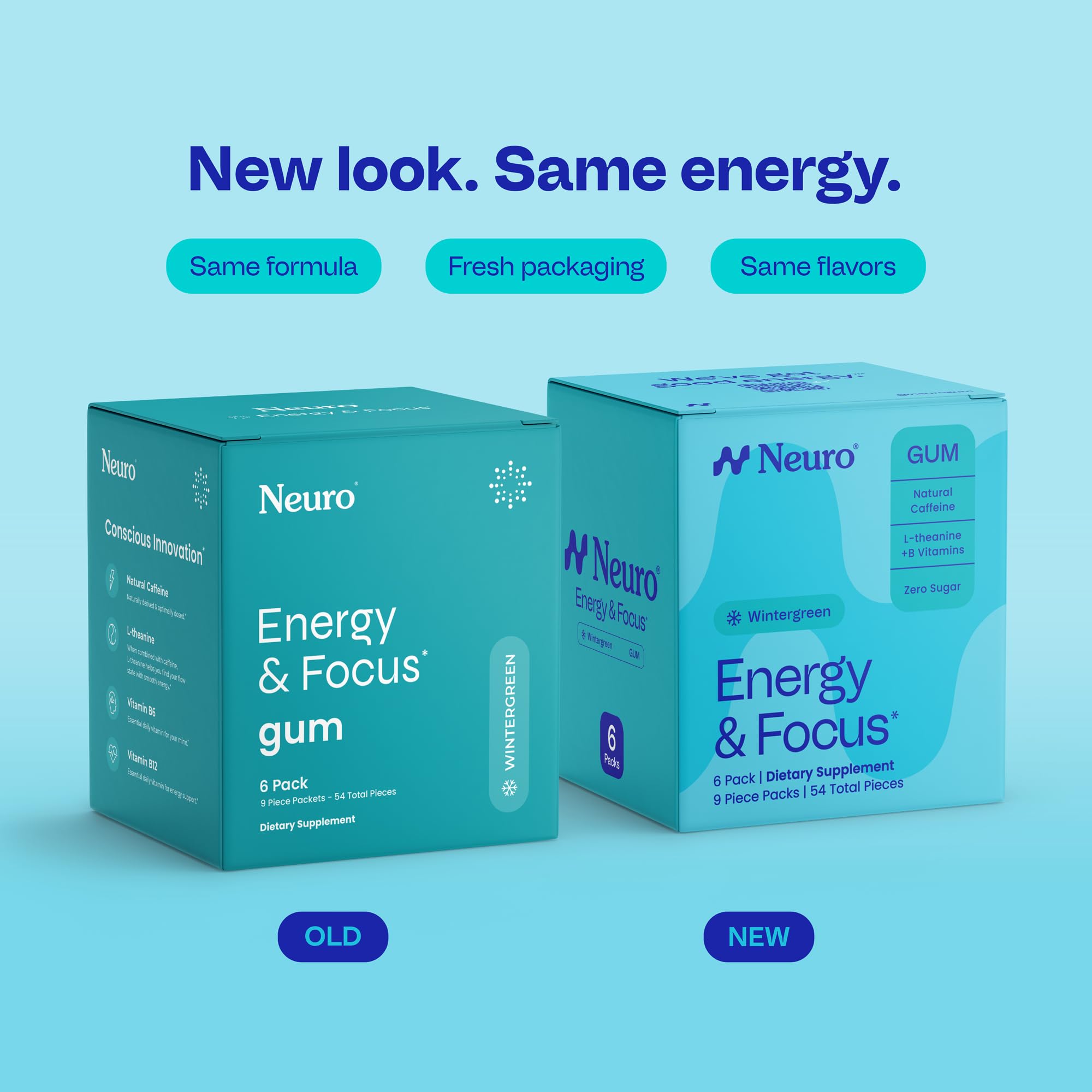 Neuro Energy & Focus Gum close-up of one piece showing natural caffeine