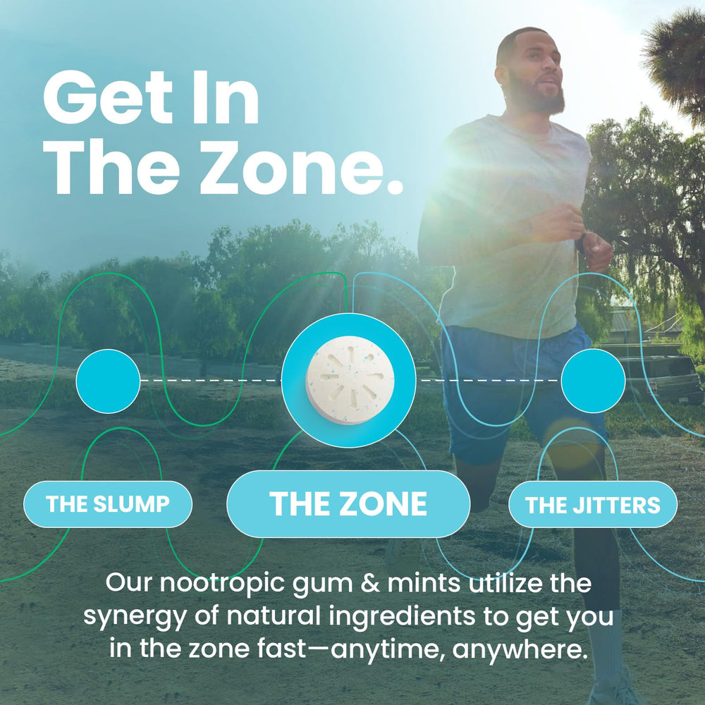 Sugar-free Neuro gum peppermint packaging communicates clean energy without sugar crashes