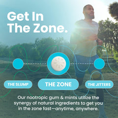 Sugar-free Neuro gum peppermint packaging communicates clean energy without sugar crashes