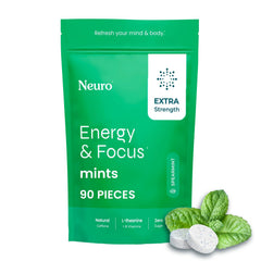 Neuro Energy & Focus Mints extra-strength travel tin for on-the-go energy and focus.