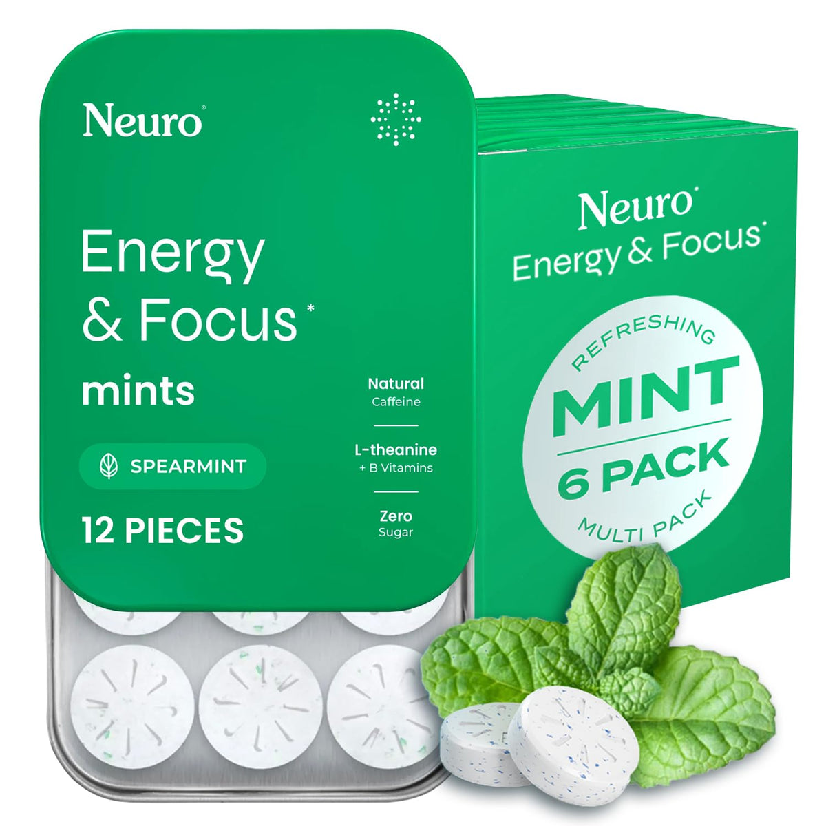Neuro Energy & Focus Mints packaging for convenient on-the-go energy