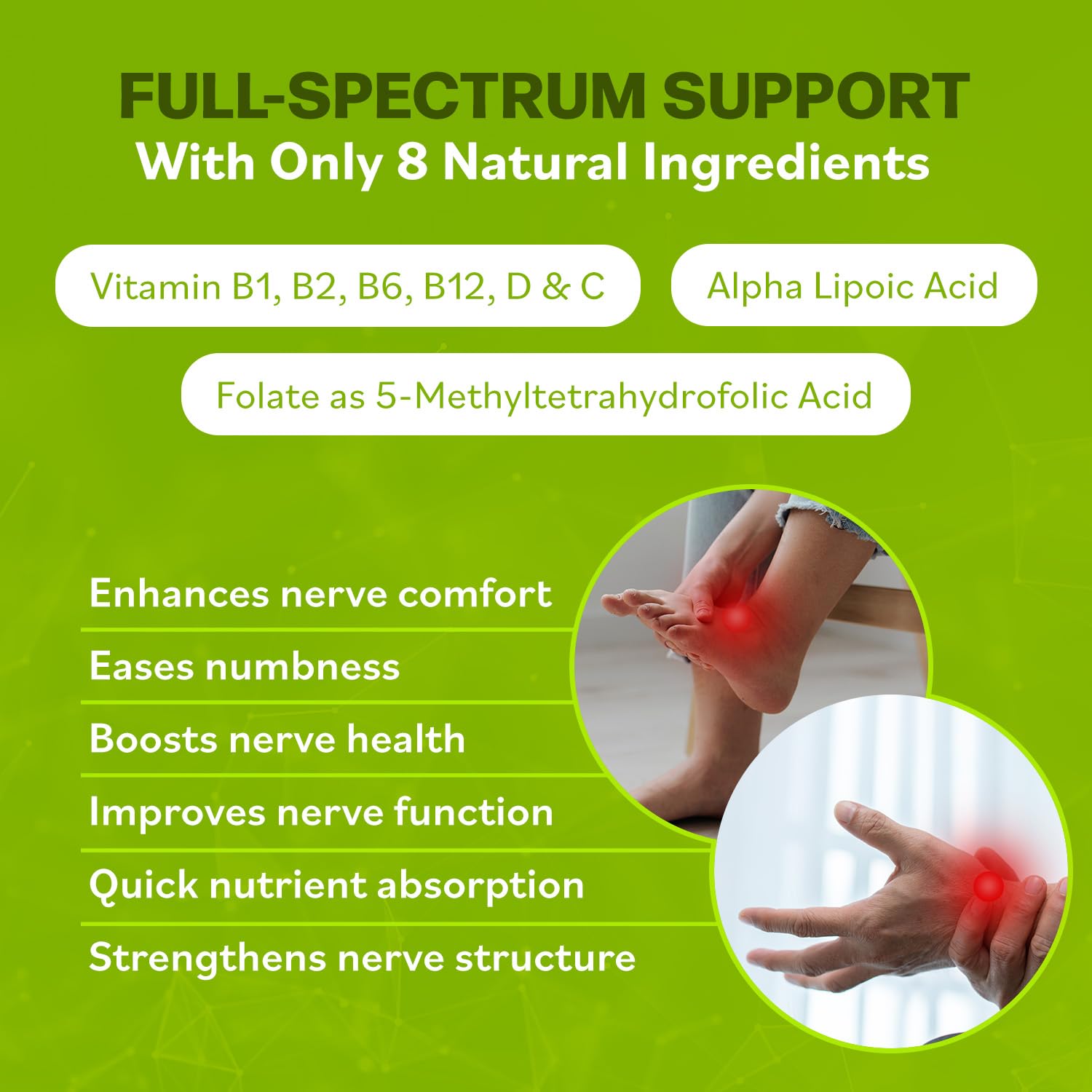 Neuro Health capsules close-up shows fast-acting nerve support potential.