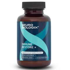 Neurobiologix Immune Restore+ bottle front with vegan capsules for daily immune support
