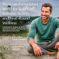 Neurobiologix Immune Restore+ ingredients table showing beta glucan and mushrooms
