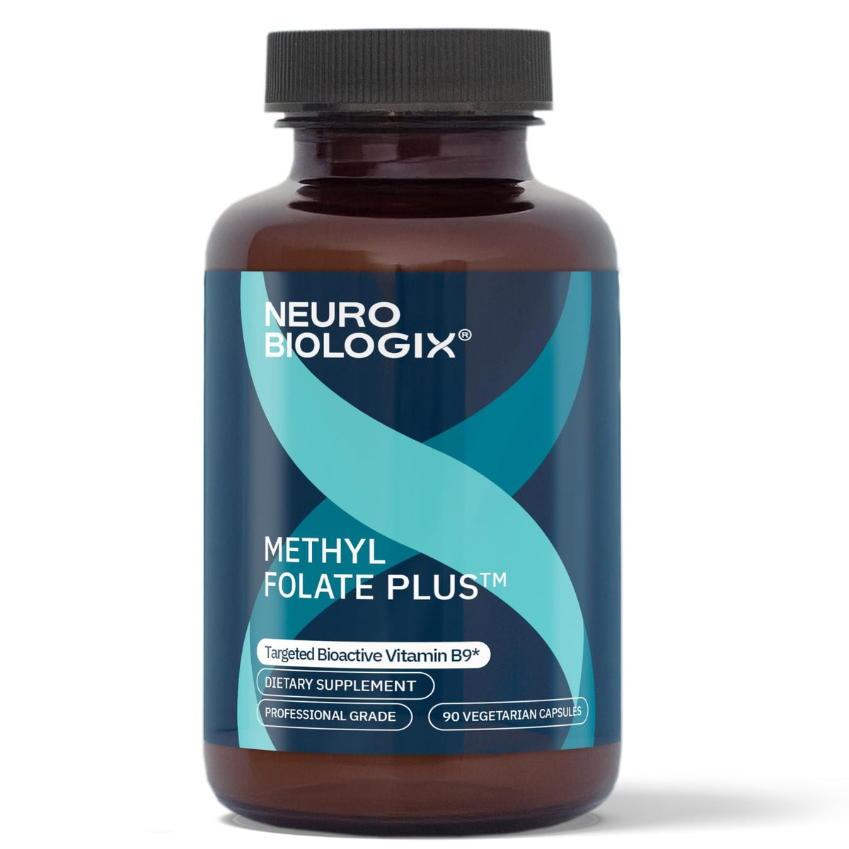 Neurobiologix Methyl Folate Plus bottle front with daily labeling for folate support