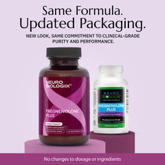 Label close-up showing clean ingredients on Neurobiologix Pregnenolone Plus.