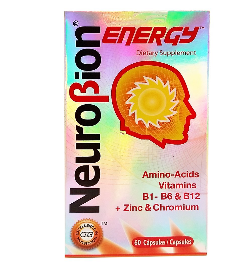 Neurobion Energy Amino Acids bottle front for daily energy support.