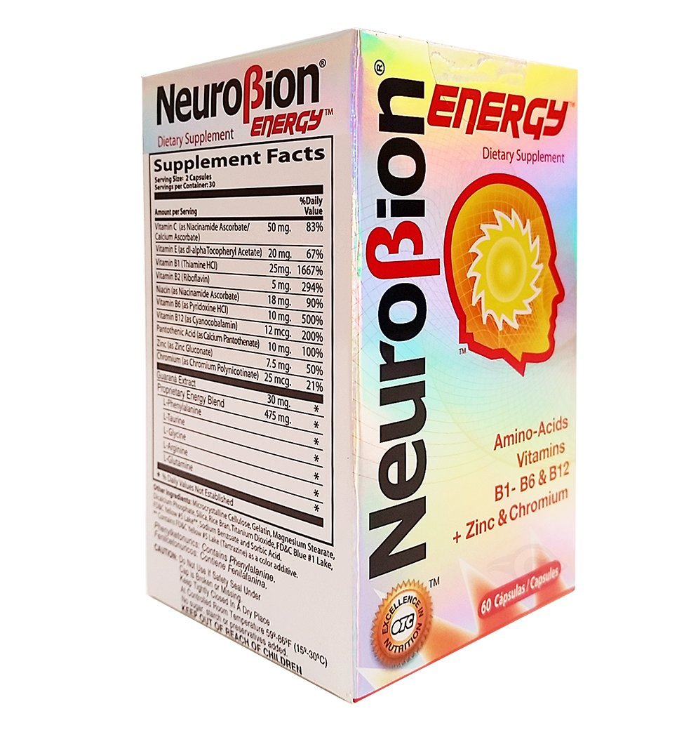 Neurobion Energy Amino Acids pack of 3 boxes highlighting value.