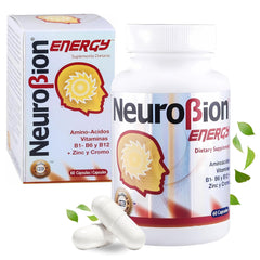 Neurobion Energy bottle with capsules promotes daily focus and vitality.