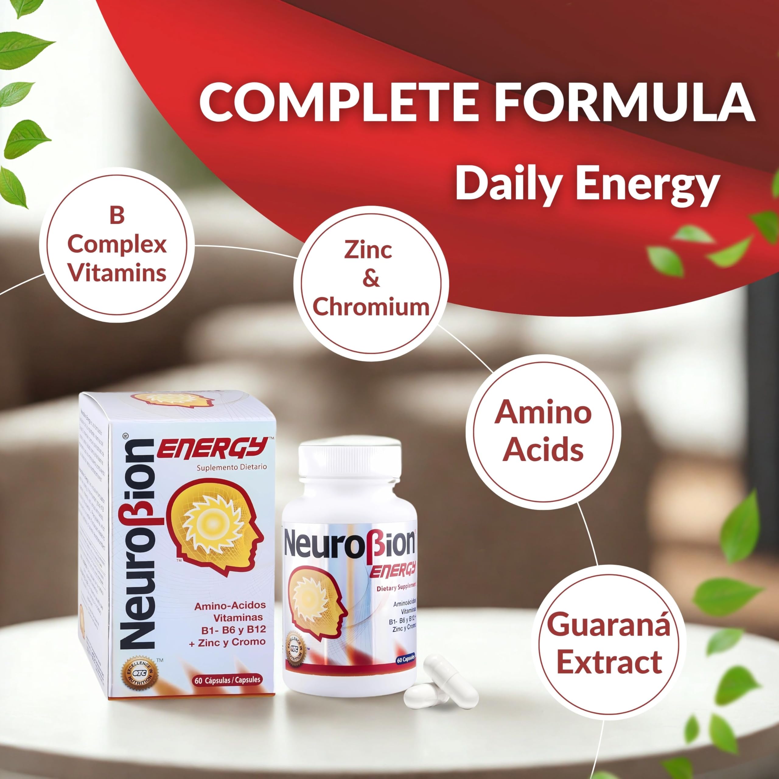 Neurobion Energy user taking capsules as part of morning routine for focus.