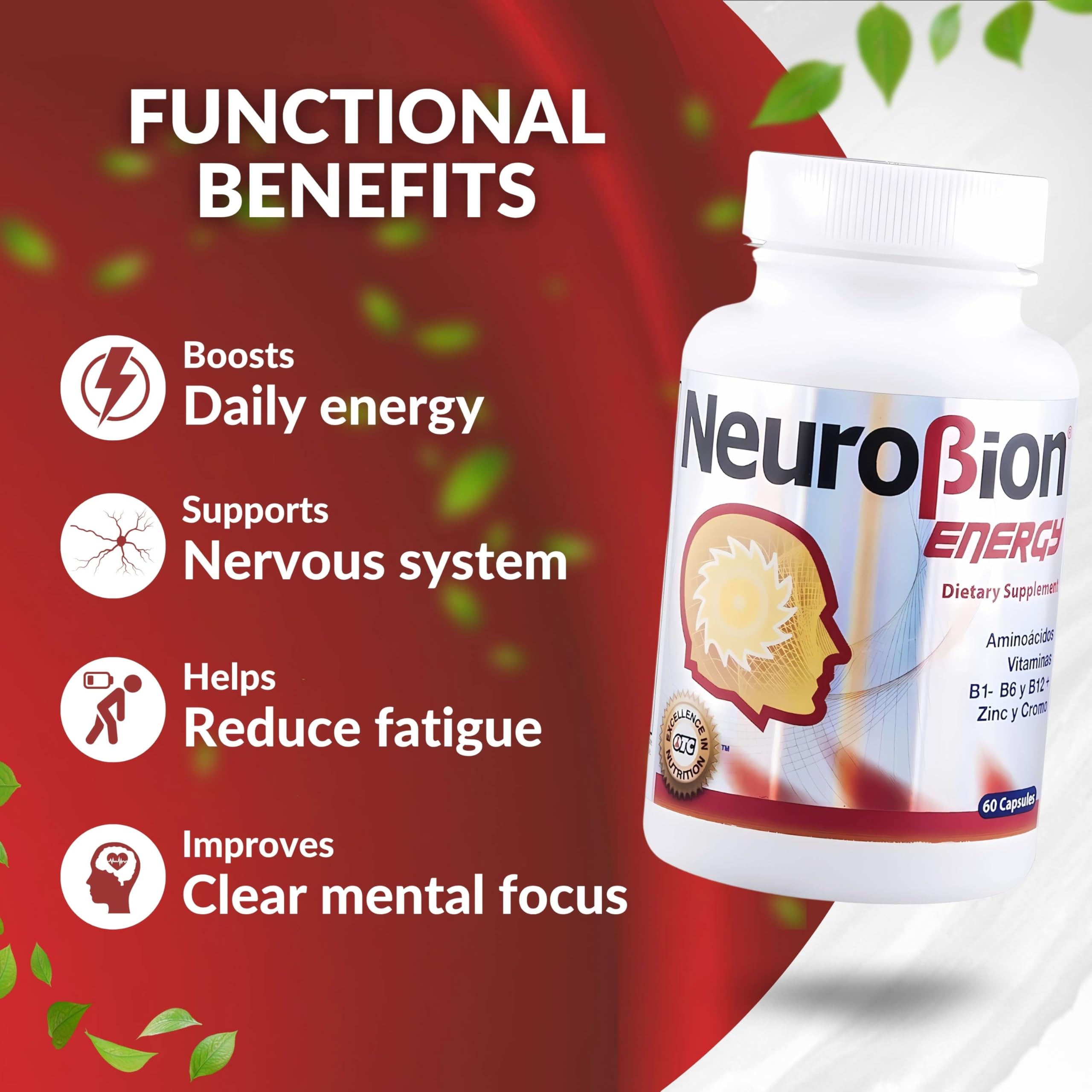 Neurobion Energy packaging close-up demonstrates branding and dosage information.
