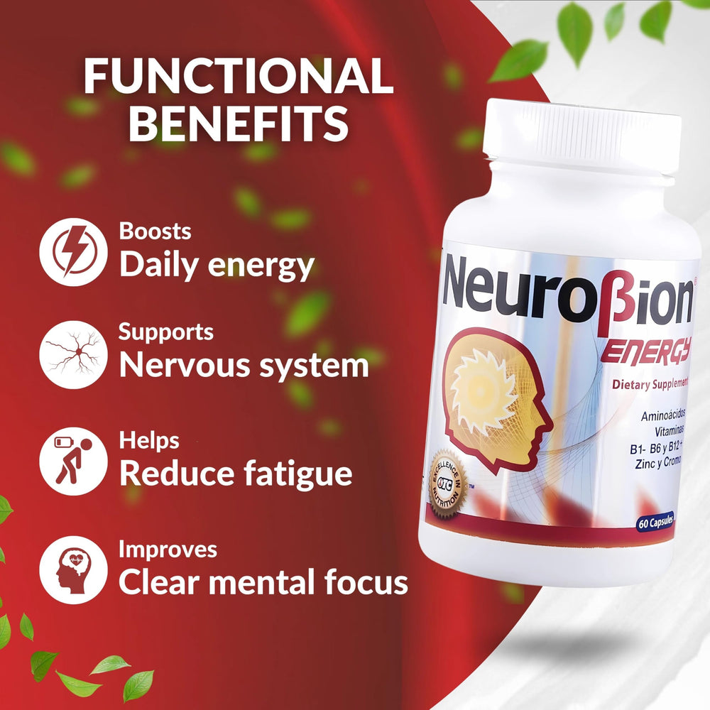 Neurobion Energy packaging close-up demonstrates branding and dosage information.