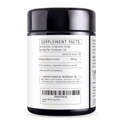 Neurogan ginkgo biloba capsules packaging front highlights vegan formulation.