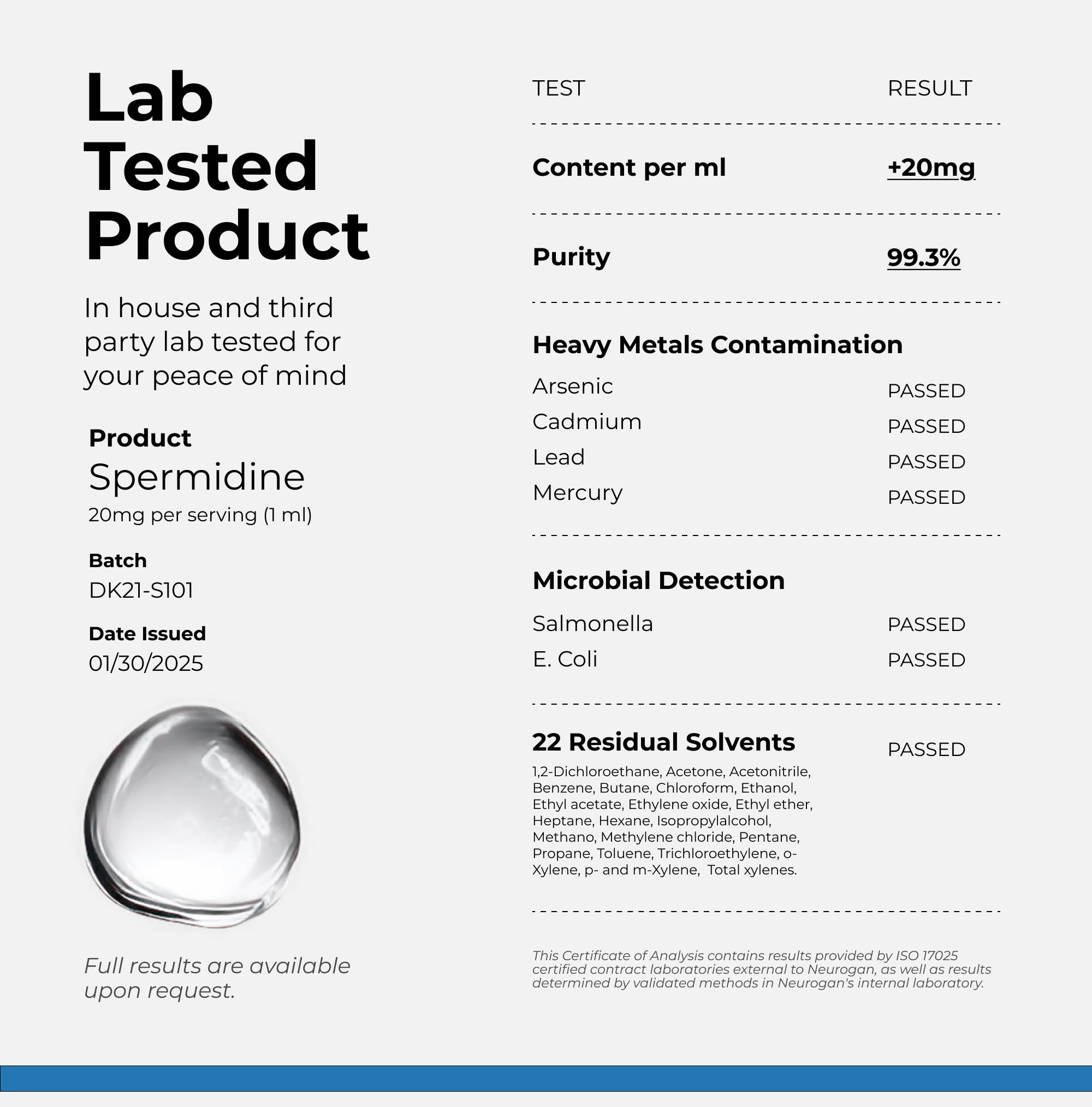Close-up of ingredients label reinforces transparency and sourcing details.