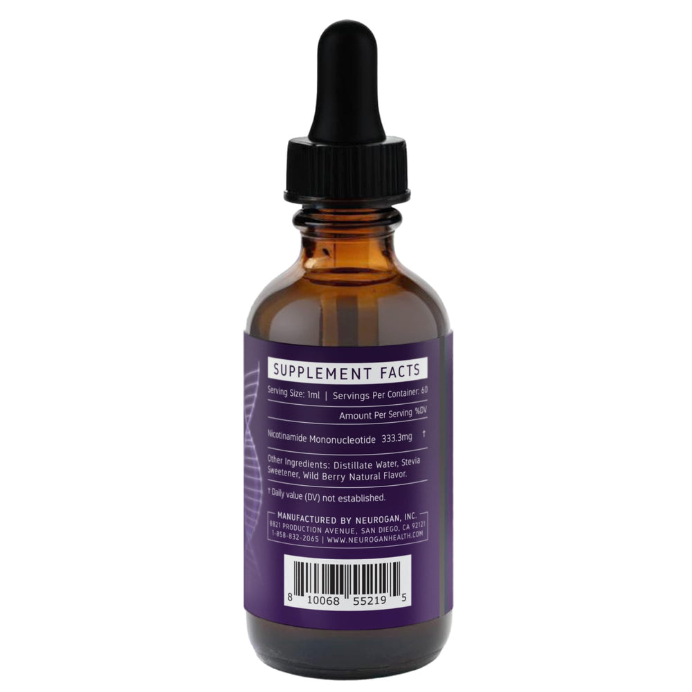 Neurogan NMN Drops dropper close-up showing precise 1 ml dosing for consistency.