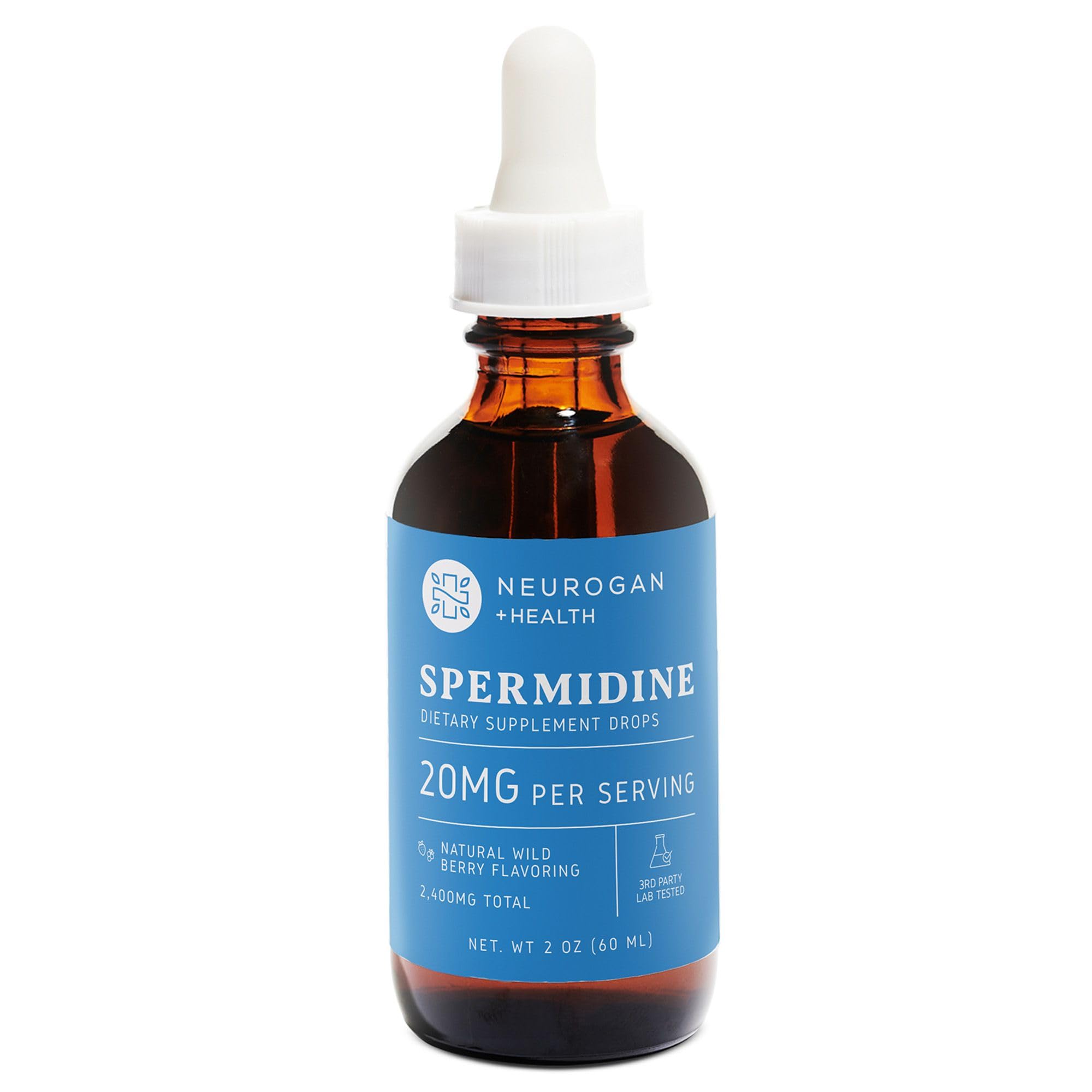 Close view of Neurogan liquid drops bottle for easy, fast-absorbing supplementation.
