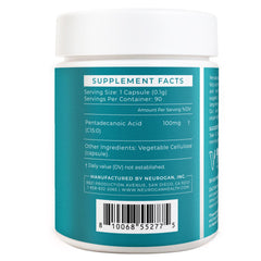 Neurogan Pentadecanoic Acid capsules bottle side view emphasizing easy daily dosage.