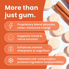 NeuroGum Energy & Focus Cinnamon pack open with nine pieces ready for use