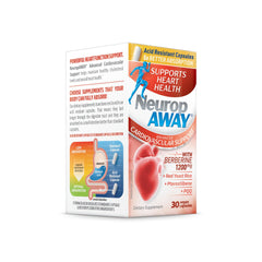 NeuropAWAY capsules closeup highlights Berberine and PQQ blend for energy.