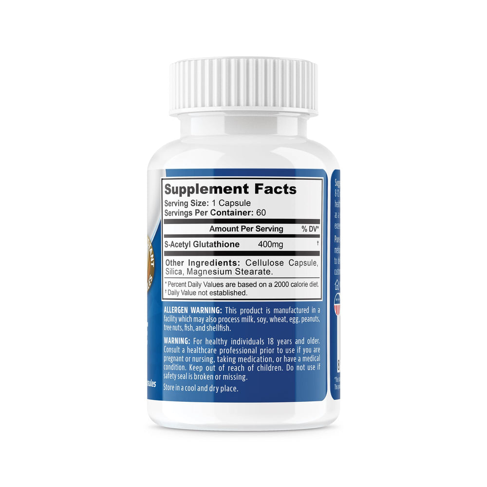 NeuropAWAY Elements S-Acetyl-Glutathione capsules close-up – 400 mg formulation.