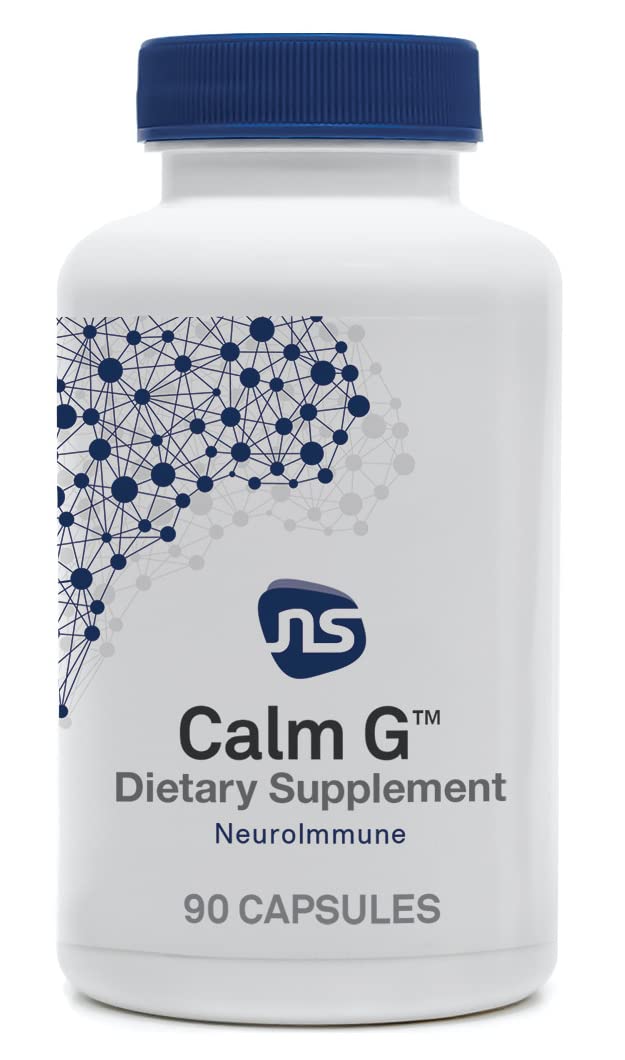 NeuroScience Calm G bottle closeup for daily calm and focus routine.