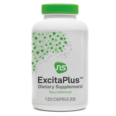 NeuroScience ExcitaPlus bottle for energy support and adrenal balance during daily routines.