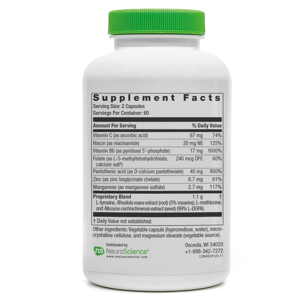 NeuroScience ExcitaPlus on shelf with natural light signaling daily adrenal health care.