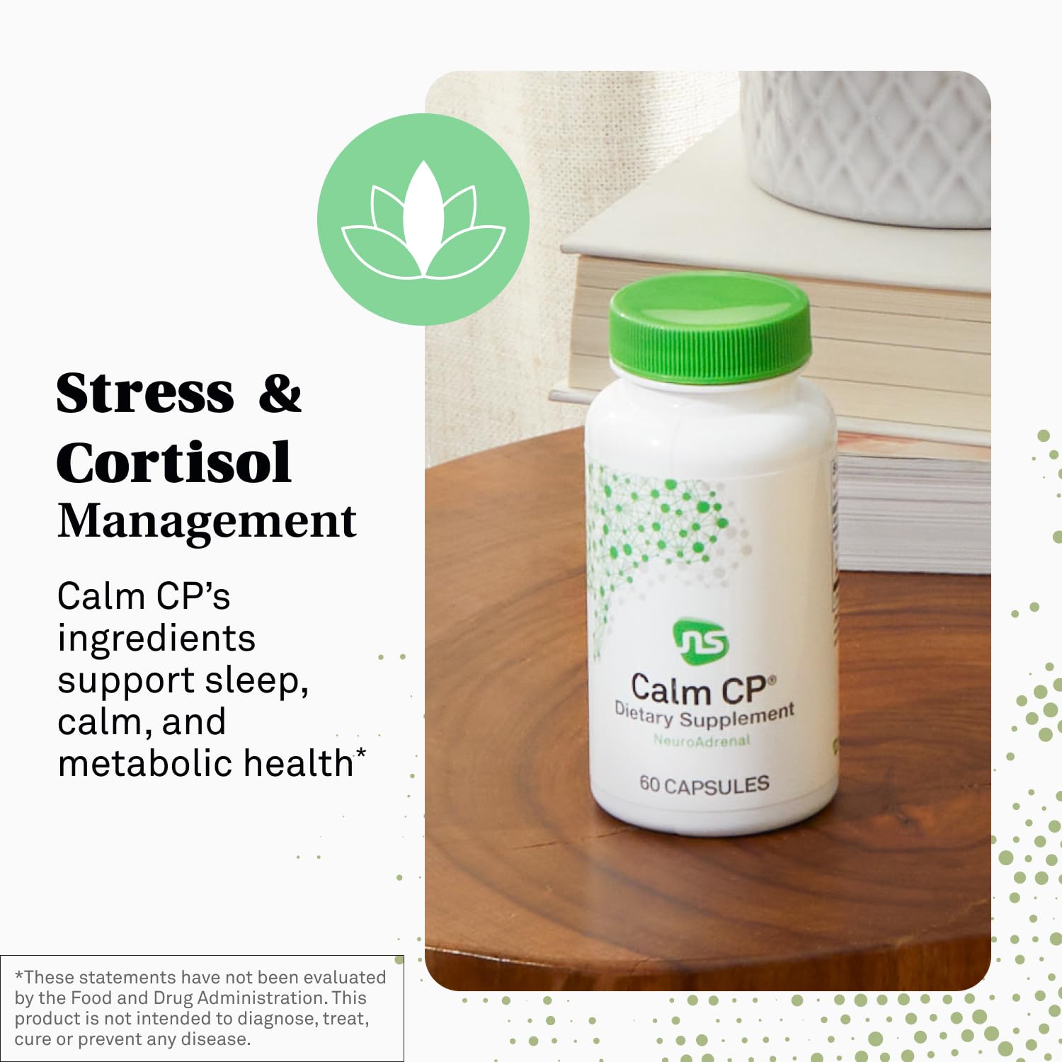 NeuroScience Neuro Adrenal Support capsules closeup highlights calm, sleep-ready formula.