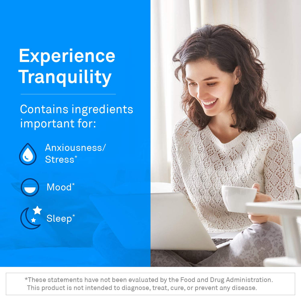 Label close-up on NeuroScience Travagen detailing L-Theanine and B vitamins