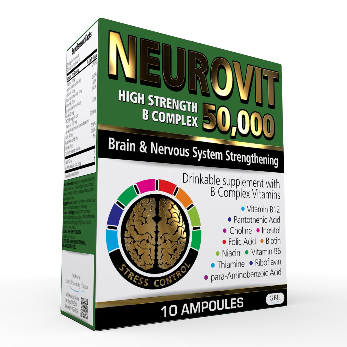 Neurovit 50,000 B Complex bottle pour supports daily energy and focus