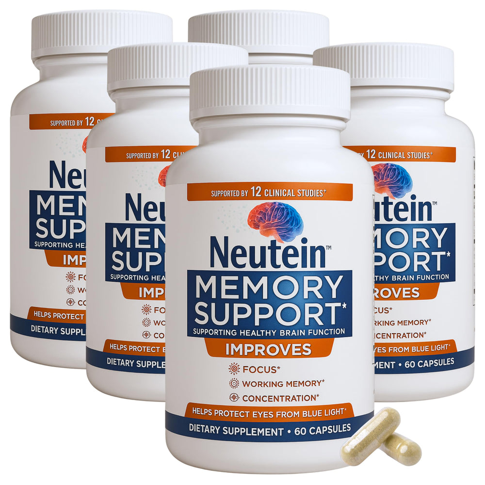 Neutein bottle front label highlighting plant-based cognitive support.