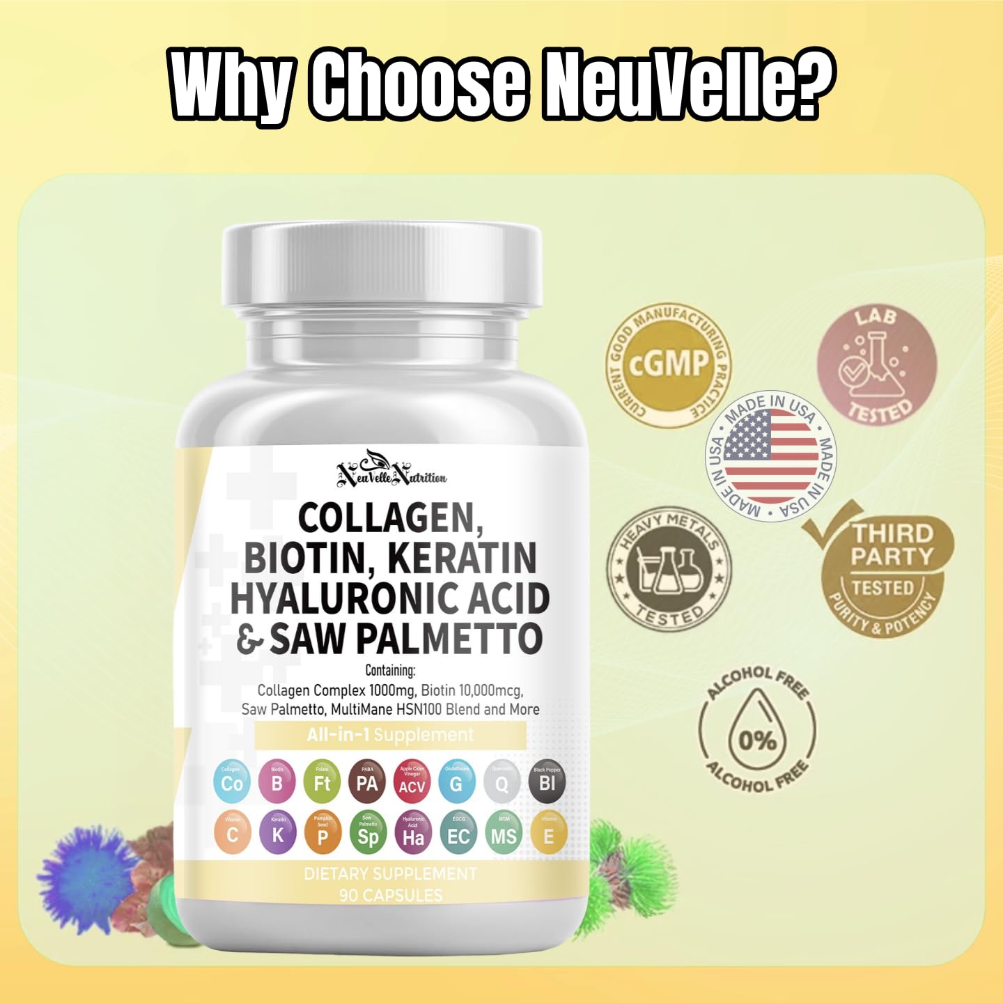 NeuVelleNutrition collagen pills PABA-glutathione antioxidant complex close-up