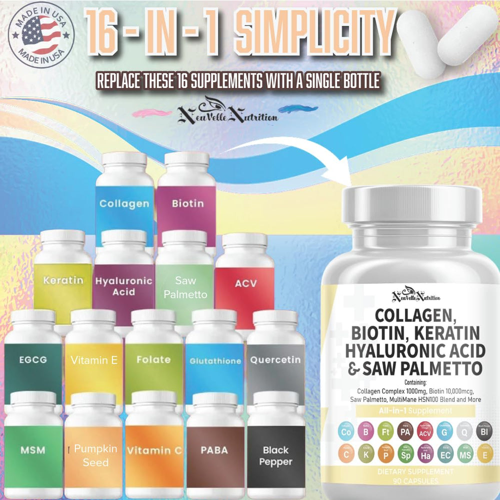 NeuVelleNutrition collagen pills hair-skin-nails focus for stronger strands and smoother skin