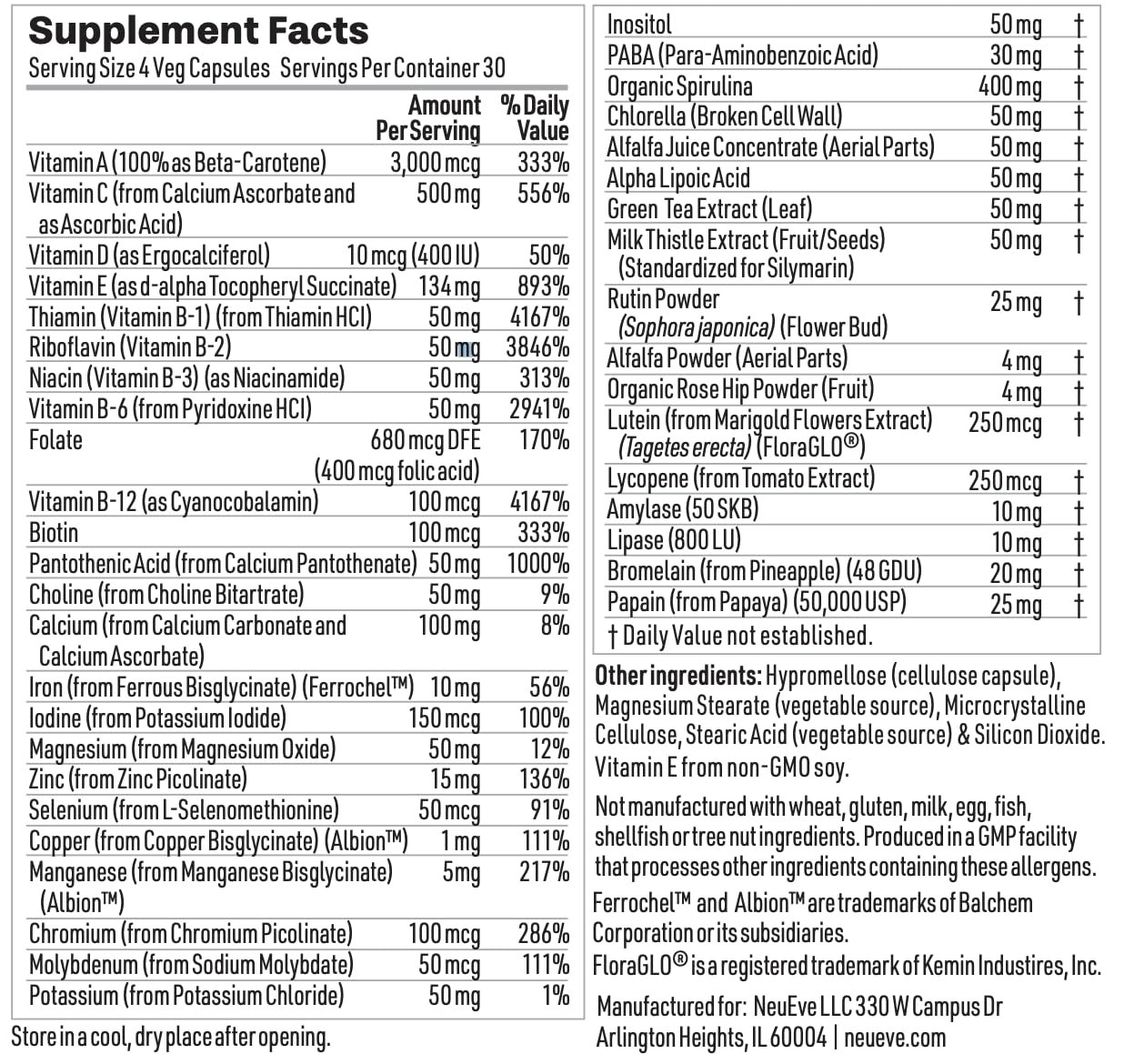 NeuEve capsules close-up, convenient daily nutrients