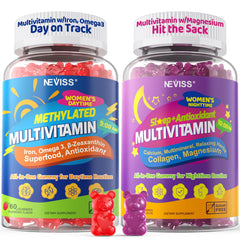 NEVISS 52-in-1 women’s multivitamin gummies bottle pour for daily use