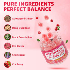NEVISS gummies display ashwagandha, dong quai, and black cohosh ingredients for balanced daytime comfort.