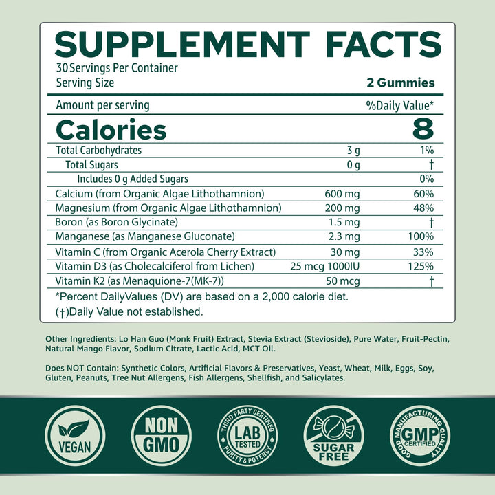 Closeup of NEVISS calcium gummies, soft chews for convenient daily use