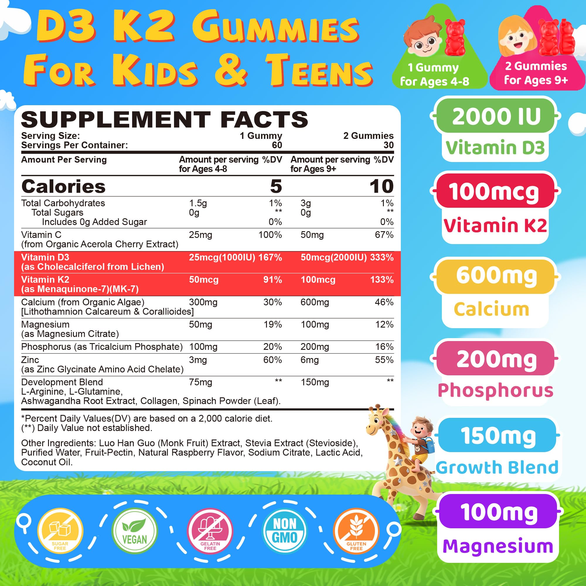 Pouring NEVISS D3 K2 Gummies showcases a quick daily vitamin moment for kids.