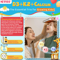 Raspberry-flavored NEVISS D3 K2 Gummies appeal to kids at snack time.